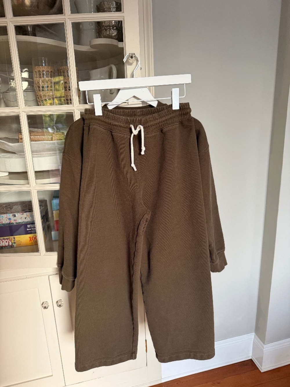 Jenni Kayne Marina olive sweatshirt (size XS) and sweatpants (size S) set